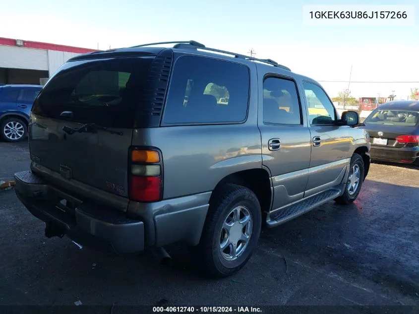 2006 GMC Yukon Denali VIN: 1GKEK63U86J157266 Lot: 40612740