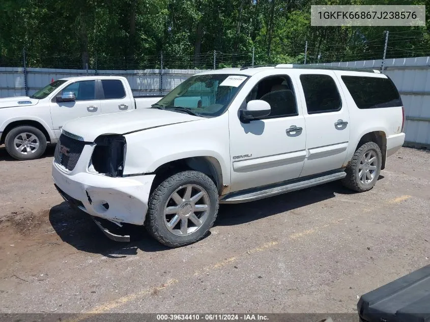 2007 GMC Yukon Xl 1500 Denali VIN: 1GKFK66867J238576 Lot: 39634410