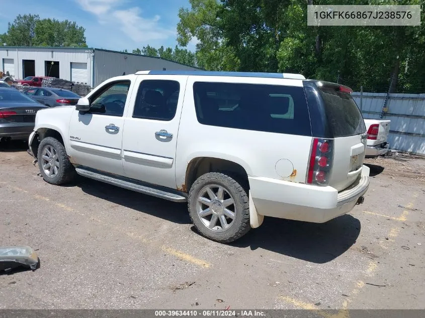 2007 GMC Yukon Xl 1500 Denali VIN: 1GKFK66867J238576 Lot: 39634410