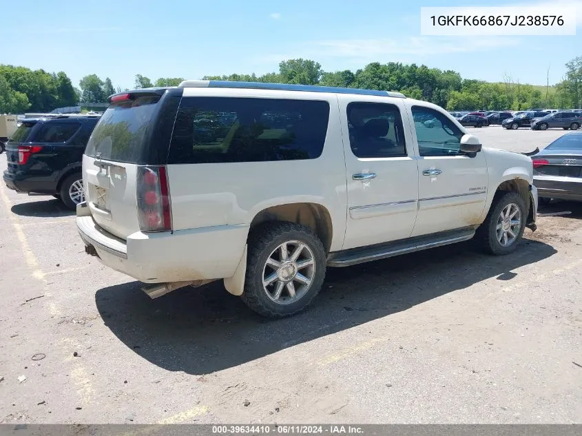 2007 GMC Yukon Xl 1500 Denali VIN: 1GKFK66867J238576 Lot: 39634410