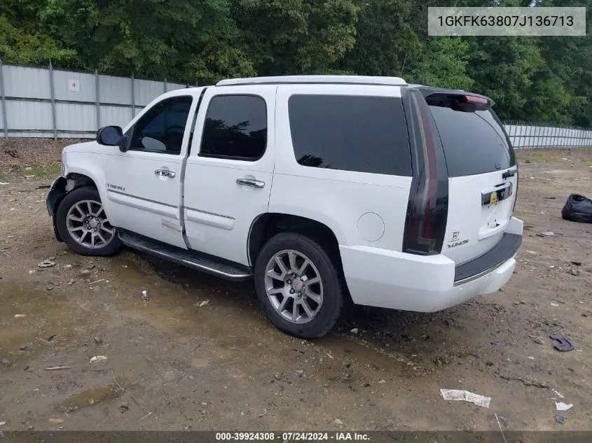 2007 GMC Yukon Denali VIN: 1GKFK63807J136713 Lot: 39924308