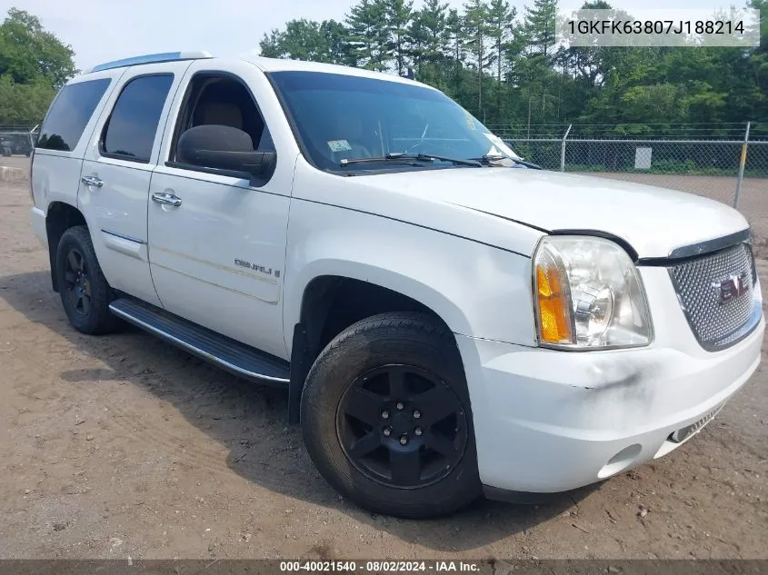 2007 GMC Yukon Denali VIN: 1GKFK63807J188214 Lot: 40021540