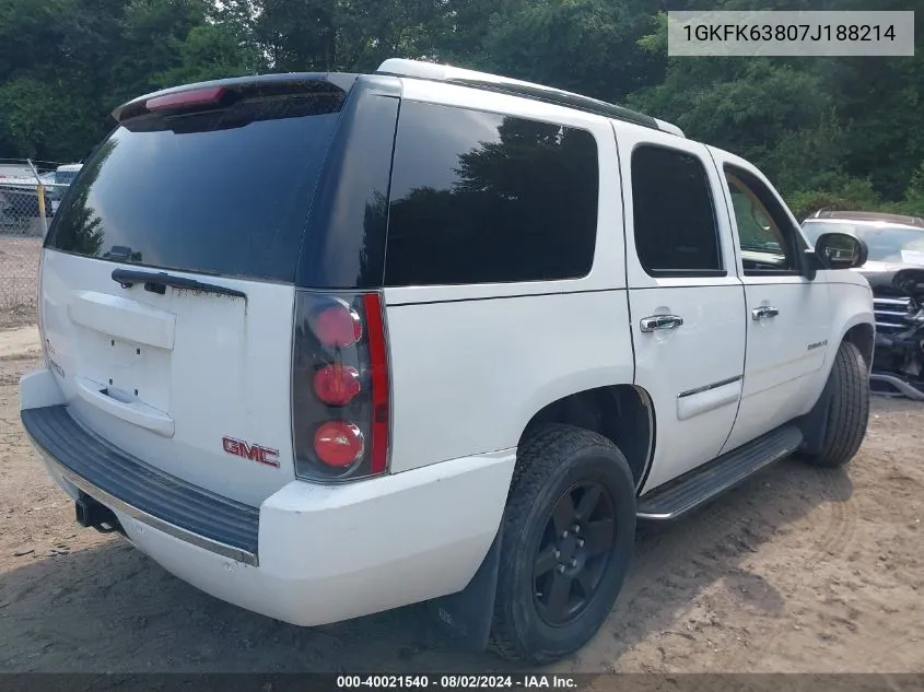 2007 GMC Yukon Denali VIN: 1GKFK63807J188214 Lot: 40021540