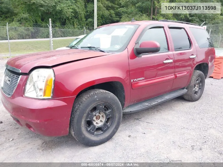 2007 GMC Yukon Slt VIN: 1GKFK13037J113598 Lot: 40035974