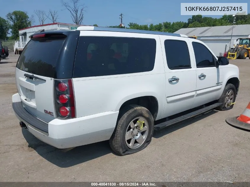 2007 GMC Yukon Xl 1500 Denali VIN: 1GKFK66807J257415 Lot: 40041830