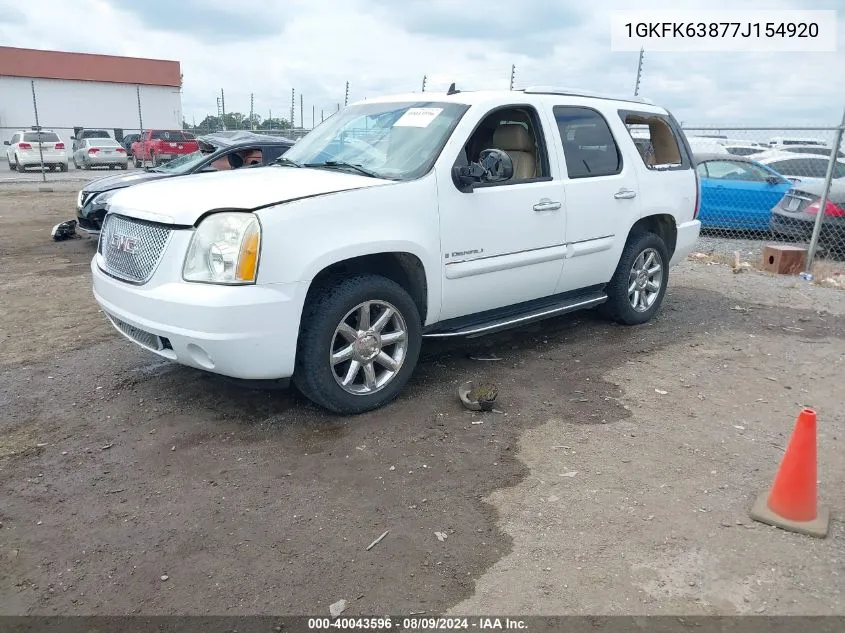 2007 GMC Yukon Denali VIN: 1GKFK63877J154920 Lot: 40043596