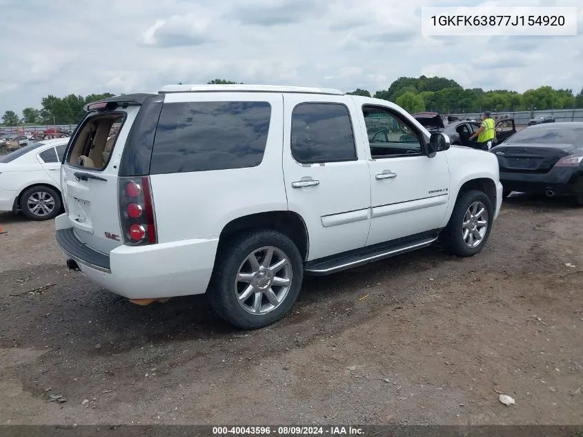 2007 GMC Yukon Denali VIN: 1GKFK63877J154920 Lot: 40043596