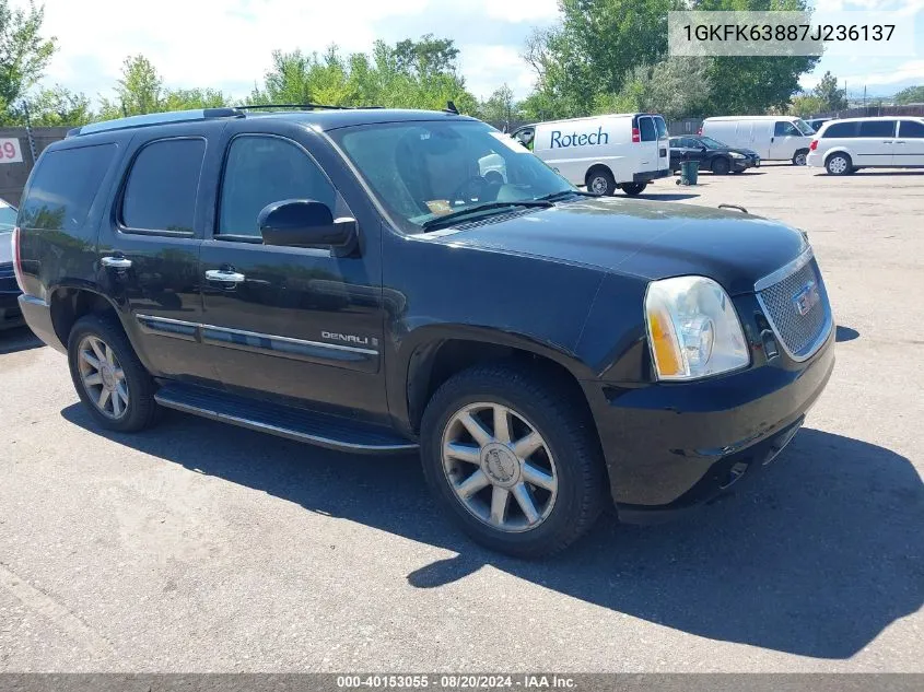 2007 GMC Yukon Denali VIN: 1GKFK63887J236137 Lot: 40153055