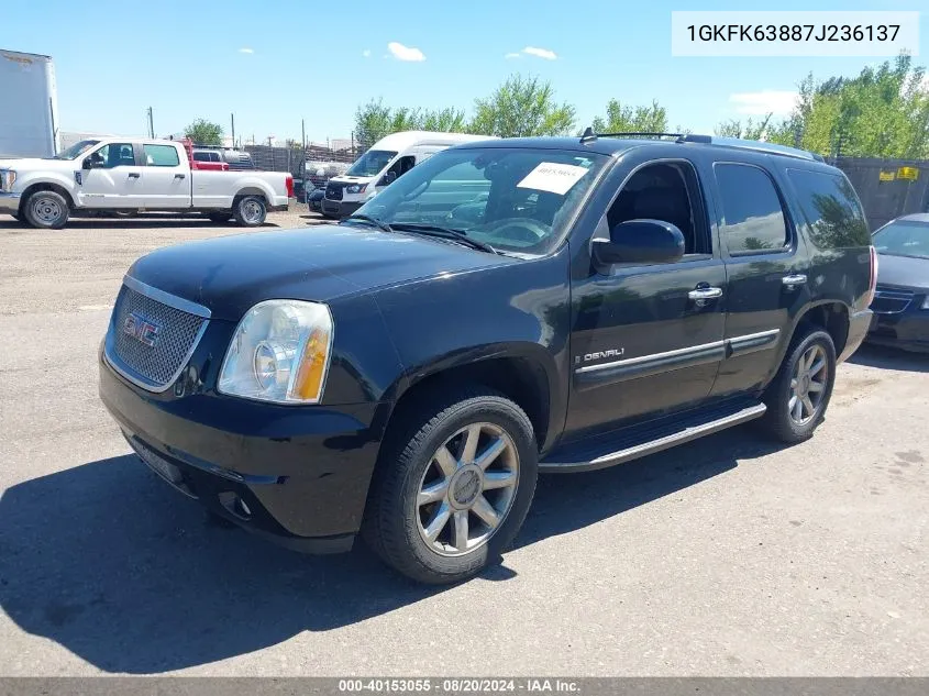 2007 GMC Yukon Denali VIN: 1GKFK63887J236137 Lot: 40153055