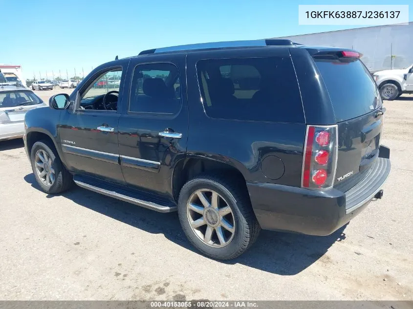 2007 GMC Yukon Denali VIN: 1GKFK63887J236137 Lot: 40153055