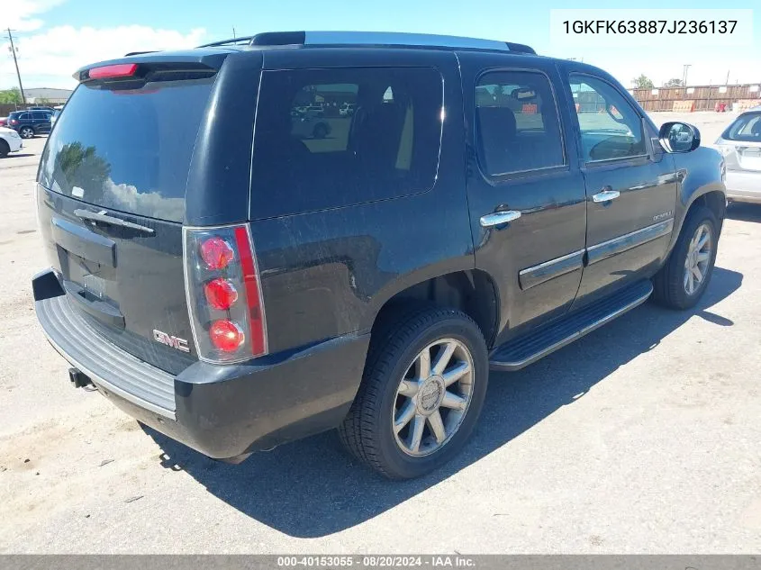 2007 GMC Yukon Denali VIN: 1GKFK63887J236137 Lot: 40153055