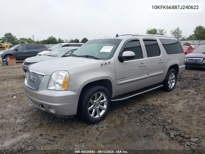 2007 GMC Yukon Xl 1500 Denali VIN: 1GKFK66887J240622 Lot: 40335893