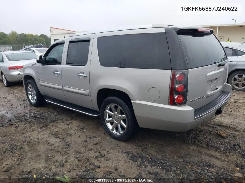 2007 GMC Yukon Xl 1500 Denali VIN: 1GKFK66887J240622 Lot: 40335893