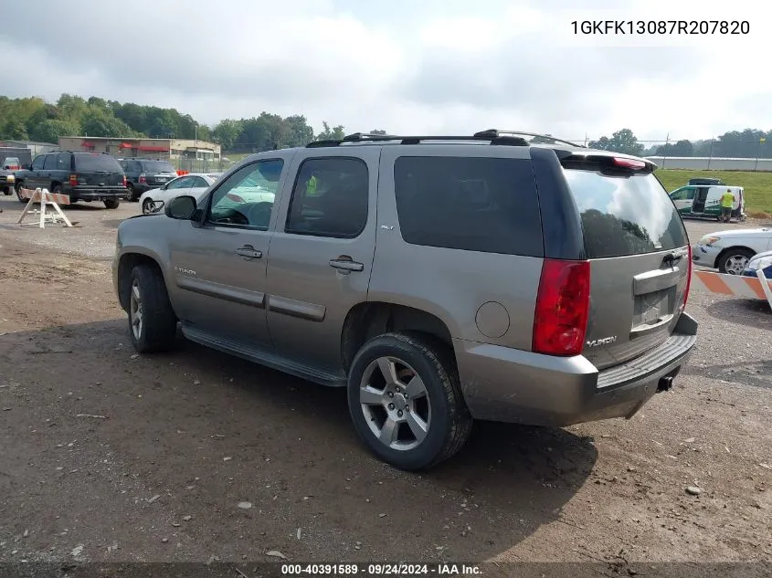 2007 GMC Yukon Slt VIN: 1GKFK13087R207820 Lot: 40391589