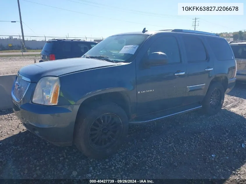 2007 GMC Yukon Denali VIN: 1GKFK63827J206678 Lot: 40427739