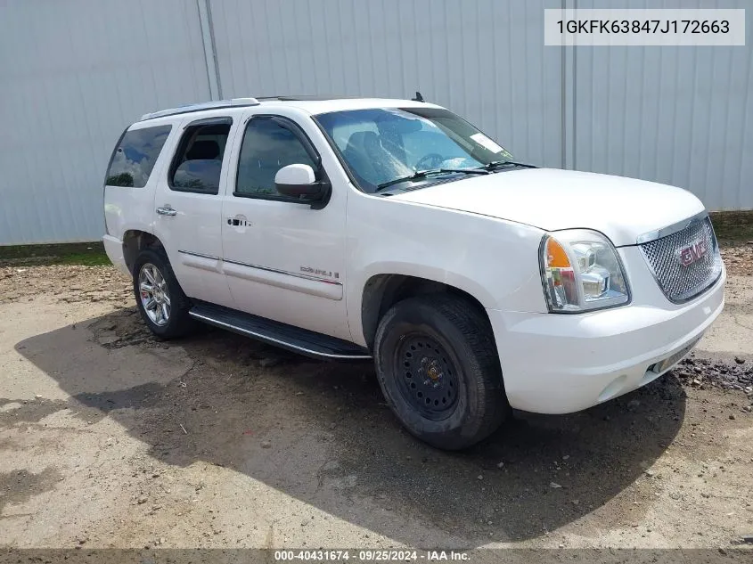 2007 GMC Yukon Denali VIN: 1GKFK63847J172663 Lot: 40431674