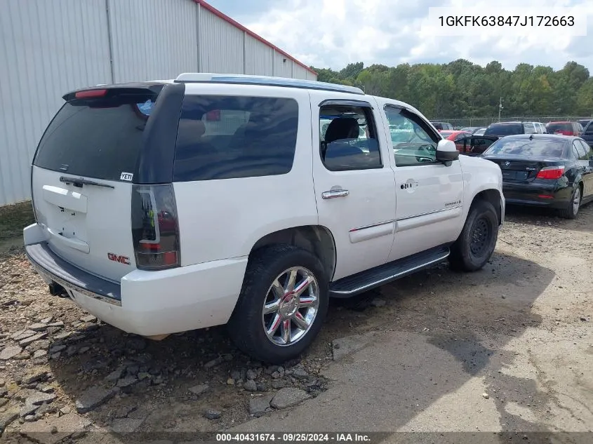 2007 GMC Yukon Denali VIN: 1GKFK63847J172663 Lot: 40431674