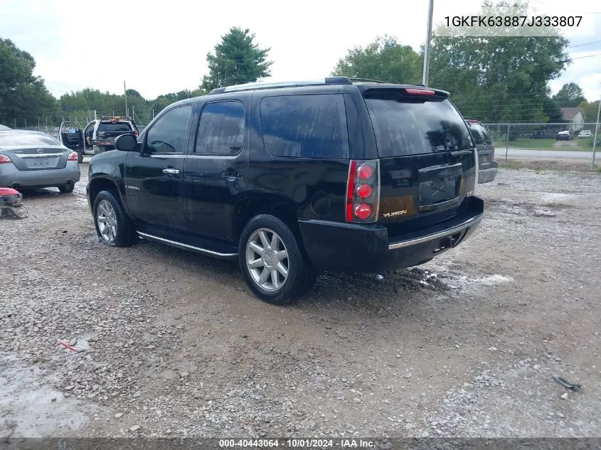 2007 GMC Yukon Denali VIN: 1GKFK63887J333807 Lot: 40443064