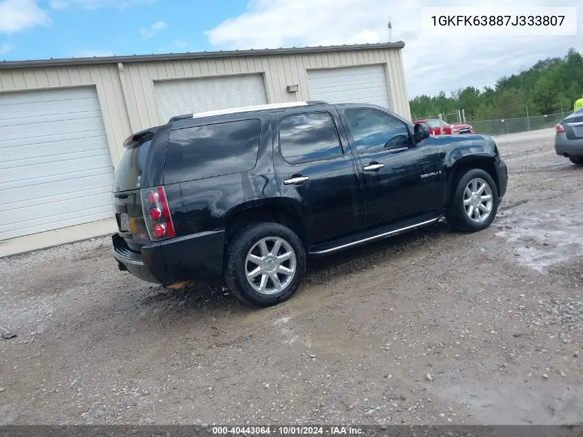 2007 GMC Yukon Denali VIN: 1GKFK63887J333807 Lot: 40443064