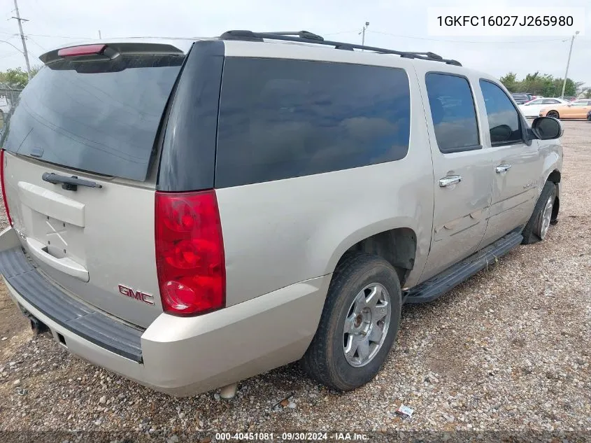 2007 GMC Yukon Xl 1500 Sle VIN: 1GKFC16027J265980 Lot: 40451081