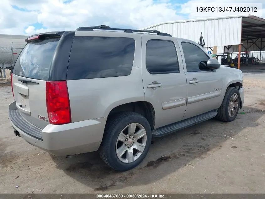 2007 GMC Yukon Slt VIN: 1GKFC13J47J402012 Lot: 40467089