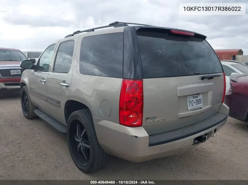 2007 GMC Yukon Slt VIN: 1GKFC13017R386022 Lot: 40649468