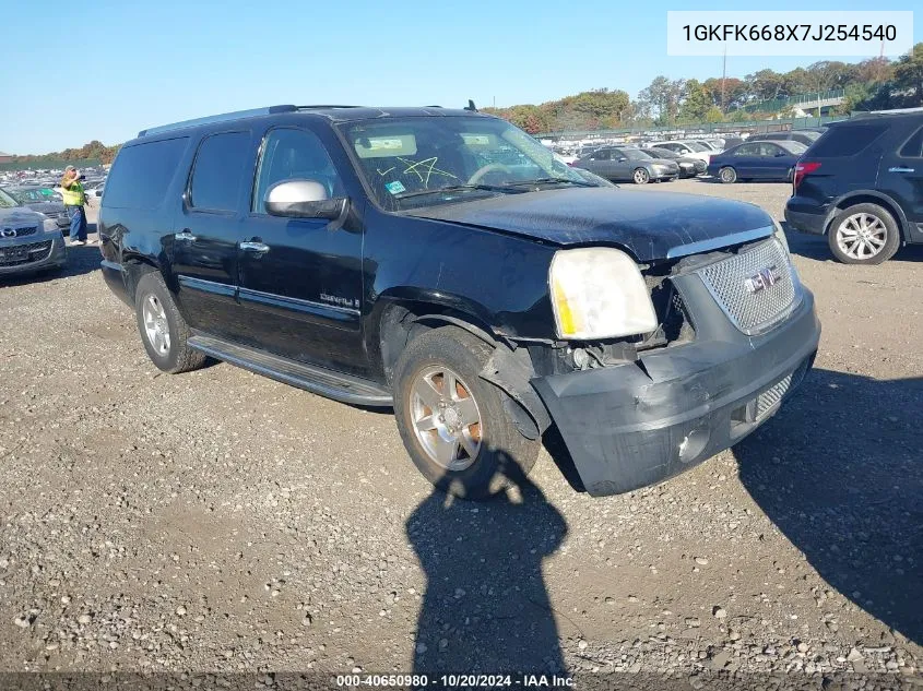 2007 GMC Yukon Xl 1500 Denali VIN: 1GKFK668X7J254540 Lot: 40650980