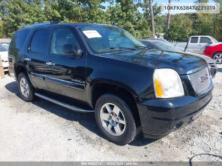 2007 GMC Yukon Denali VIN: 1GKFK63847J221019 Lot: 40682741