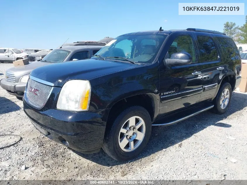 2007 GMC Yukon Denali VIN: 1GKFK63847J221019 Lot: 40682741