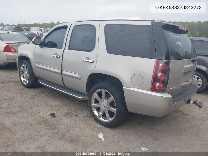 2007 GMC Yukon Denali VIN: 1GKFK63837J343273 Lot: 40729092