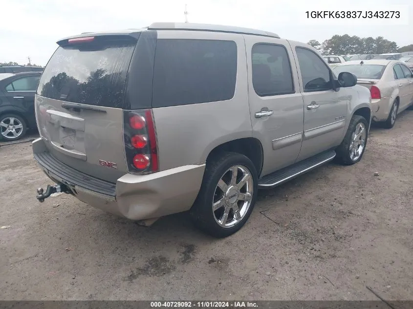 2007 GMC Yukon Denali VIN: 1GKFK63837J343273 Lot: 40729092