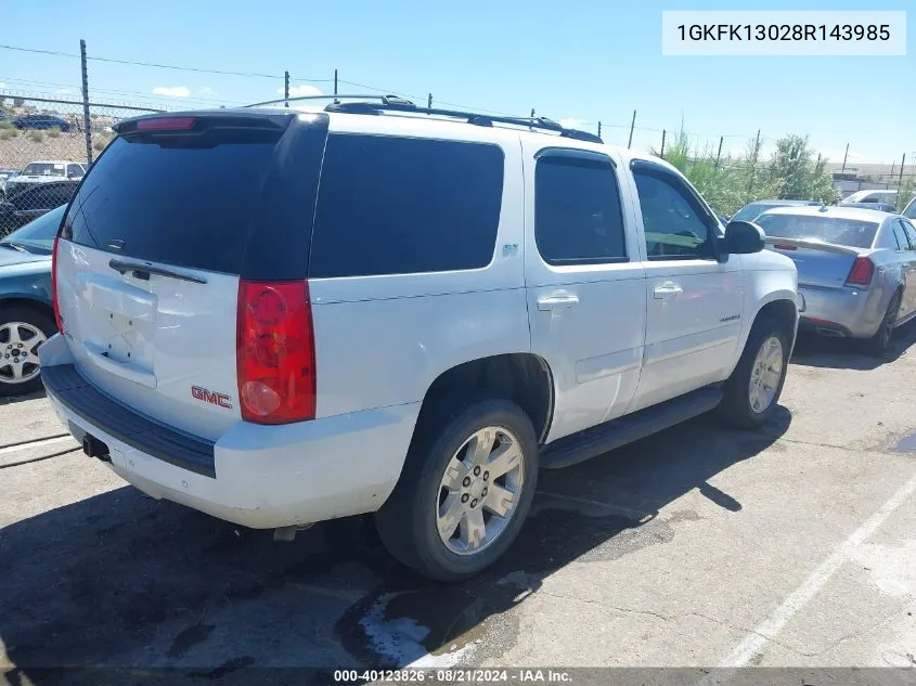 2008 GMC Yukon Slt VIN: 1GKFK13028R143985 Lot: 40123826