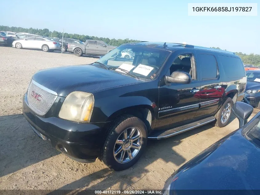 2008 GMC Yukon Xl 1500 Denali VIN: 1GKFK66858J197827 Lot: 40172119