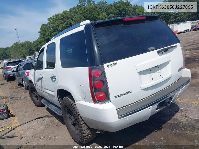 2008 GMC Yukon Denali VIN: 1GKFK63858J227865 Lot: 40254062