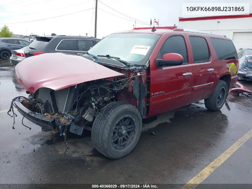 2008 GMC Yukon Xl 1500 Denali VIN: 1GKFK66898J231865 Lot: 40366029