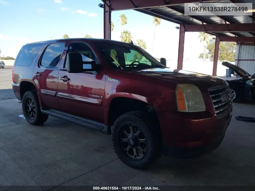 2008 GMC Yukon Hybrid VIN: 1GKFK13538R278498 Lot: 40631554