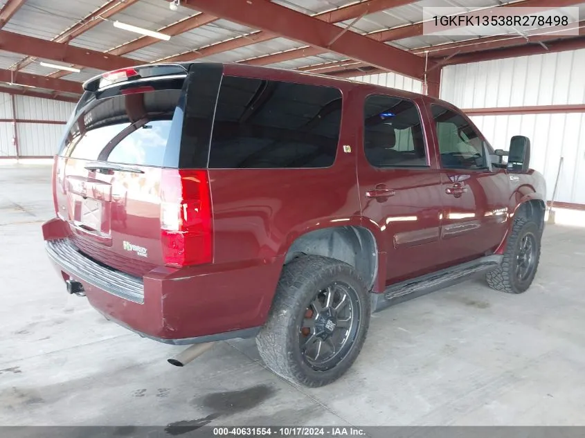 2008 GMC Yukon Hybrid VIN: 1GKFK13538R278498 Lot: 40631554