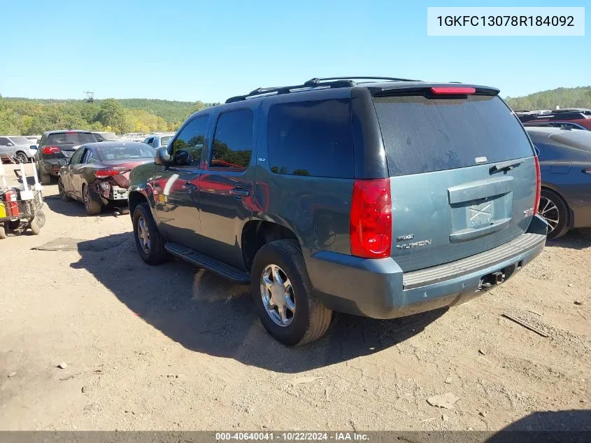 2008 GMC Yukon Slt VIN: 1GKFC13078R184092 Lot: 40640041