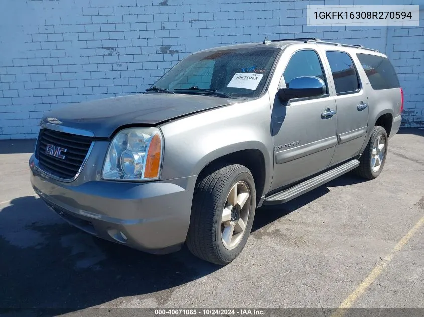 2008 GMC Yukon Xl 1500 Slt VIN: 1GKFK16308R270594 Lot: 40671065