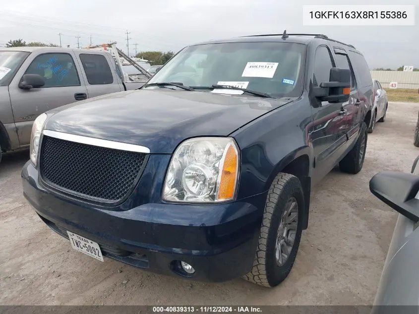 2008 GMC Yukon Xl 1500 Slt VIN: 1GKFK163X8R155386 Lot: 40839313