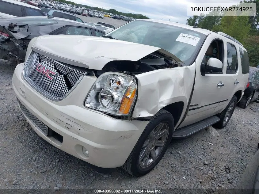 2010 GMC Yukon Denali VIN: 1GKUCEEFXAR274925 Lot: 40355082