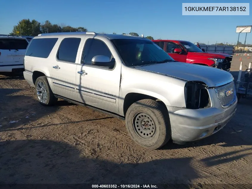 2010 GMC Yukon Xl 1500 Denali VIN: 1GKUKMEF7AR138152 Lot: 40603352