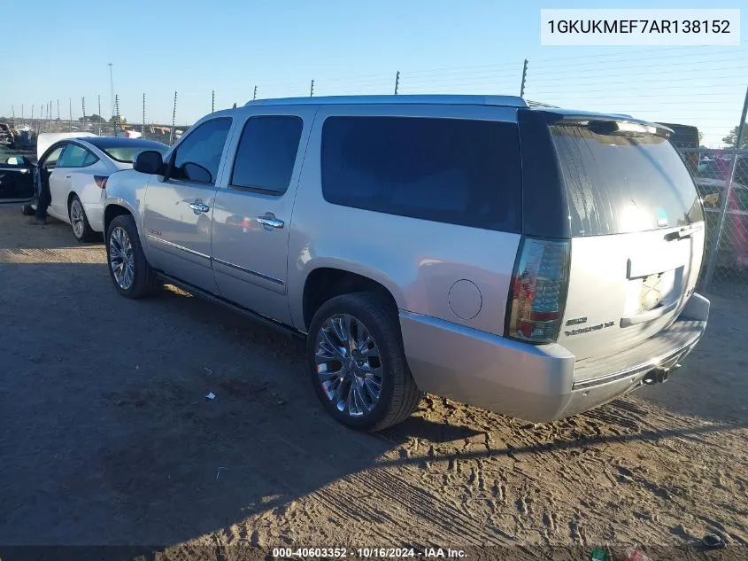 2010 GMC Yukon Xl 1500 Denali VIN: 1GKUKMEF7AR138152 Lot: 40603352