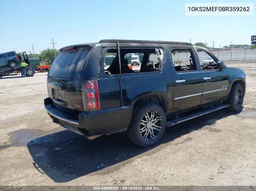 2011 GMC Yukon Xl 1500 Denali VIN: 1GKS2MEF0BR359262 Lot: 40099380