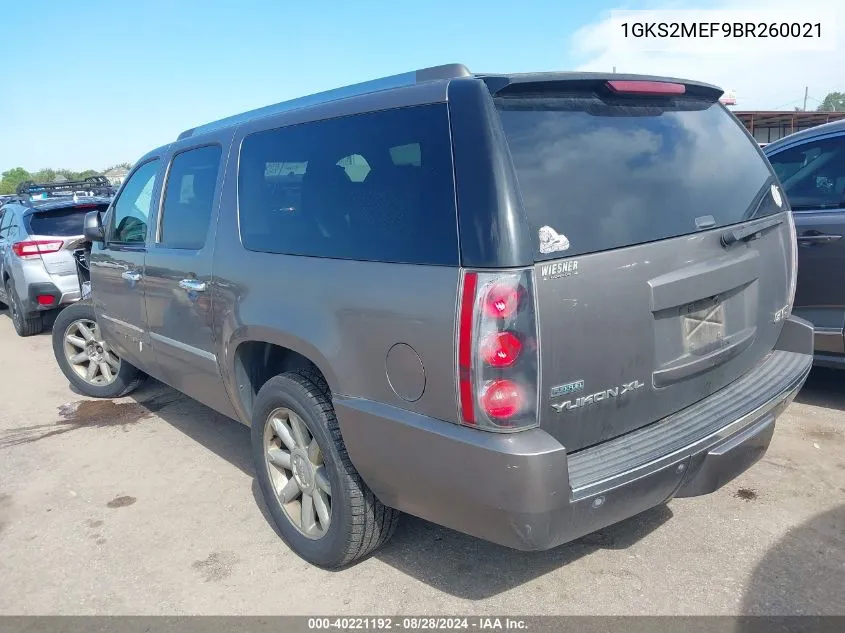 2011 GMC Yukon Xl 1500 Denali VIN: 1GKS2MEF9BR260021 Lot: 40221192