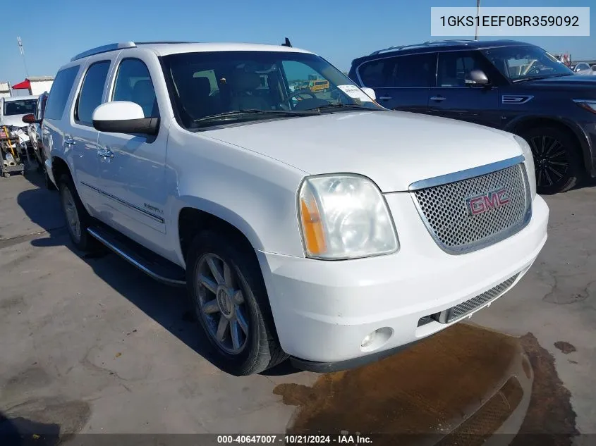 2011 GMC Yukon Denali VIN: 1GKS1EEF0BR359092 Lot: 40647007