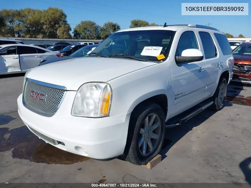 2011 GMC Yukon Denali VIN: 1GKS1EEF0BR359092 Lot: 40647007