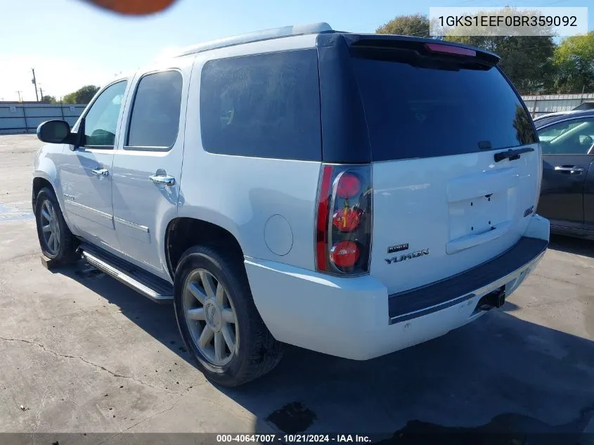 2011 GMC Yukon Denali VIN: 1GKS1EEF0BR359092 Lot: 40647007