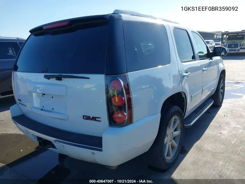 2011 GMC Yukon Denali VIN: 1GKS1EEF0BR359092 Lot: 40647007