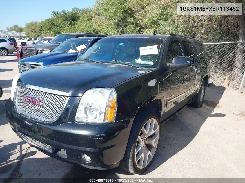 2011 GMC Yukon Xl 1500 Denali VIN: 1GKS1MEFXBR113452 Lot: 40673649